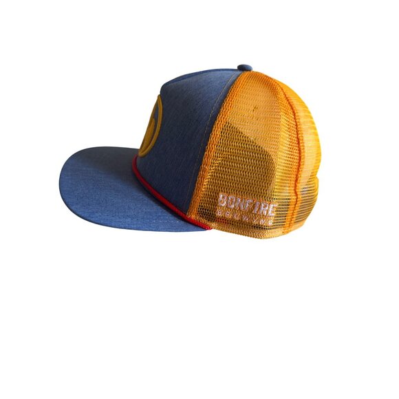 Bonfire Brewing Rope Hat Blue Gold Trucker Style Mesh Back Adjustable Snapback - Picture 2 of 7
